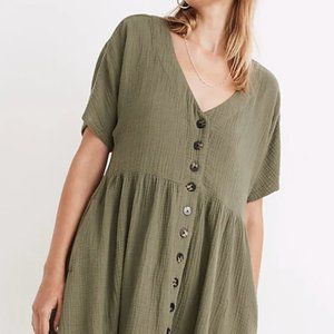 Madewell, Lightspun Button-Front Midi Dress green, size Medium